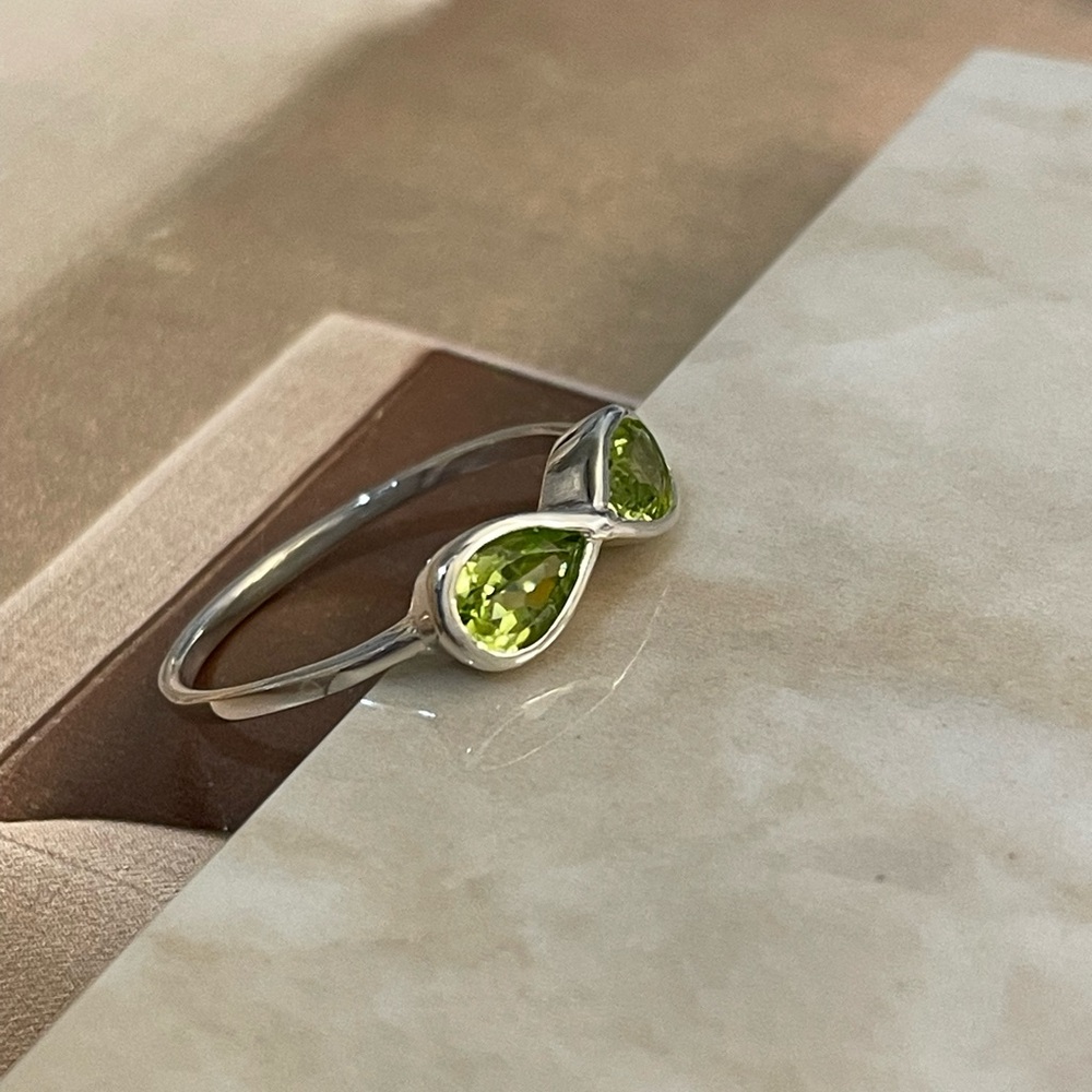 925 Sterling Silver Infinity peridot Ring, “VIBES” US: 7 & 8 - Picture 8 of 10